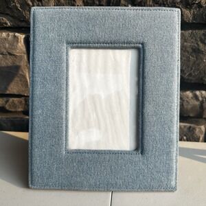 Vintage Blue Denim Jean Photo Picture Frame 3" x 5" Country Western Coastal Boho